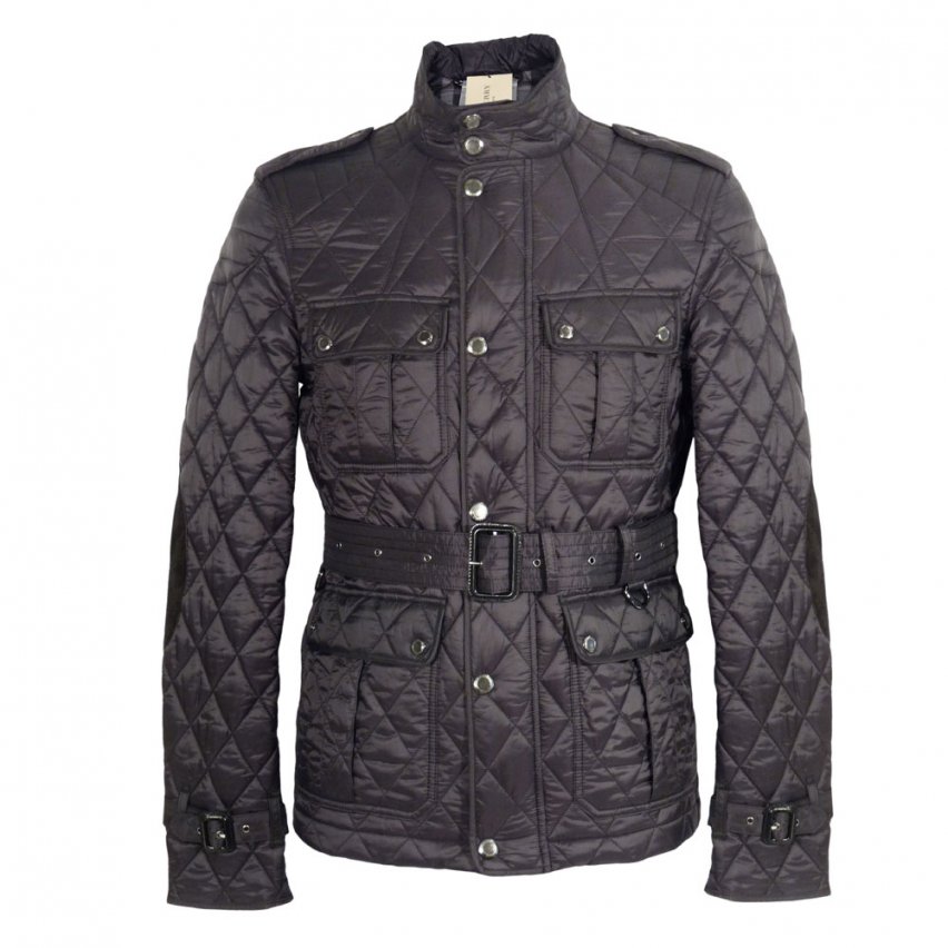 Black Quilted Belted Jacket