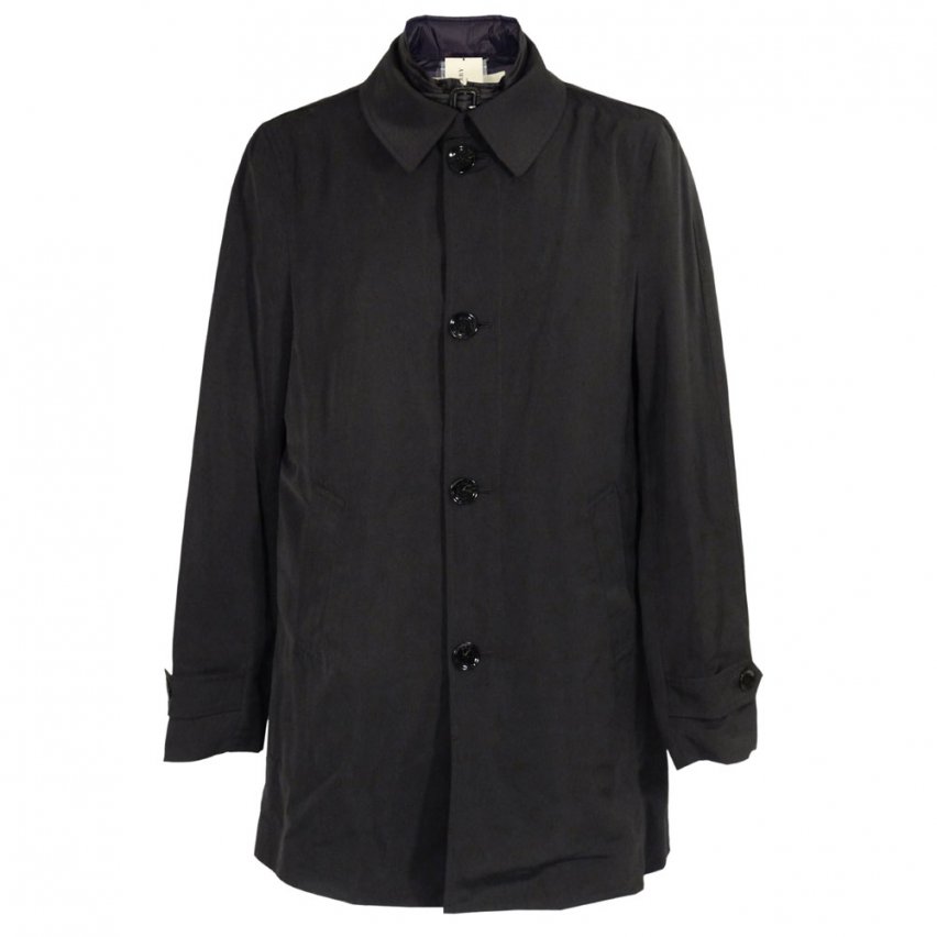 Black Single Breasted Raincoat