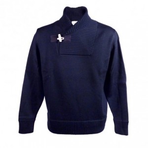 Alan Paine Navy Rossendale Shawl Collar Knitwear Alan Paine Knitwear