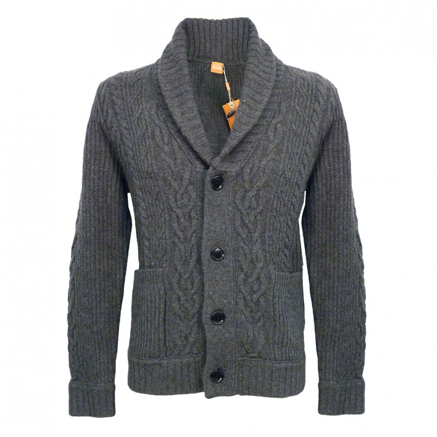 HUGO BOSS Grey Yak Wool Ayork Cardigan Hugo Boss Knitwear