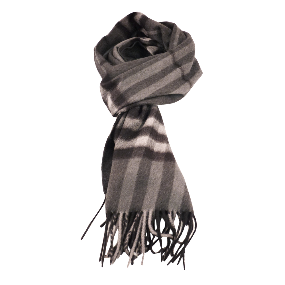BURBERRY Scarf Grey Check 100% Cashmere Scarf