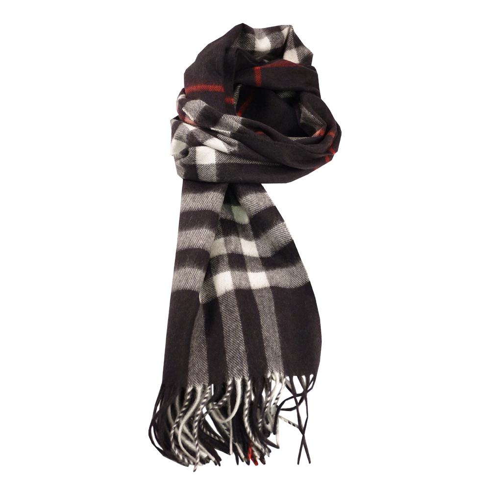 BURBERRY Scarf Navy Check 100% Cashmere Scarf
