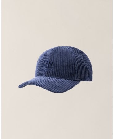350 STRIPES CORDUROY PEACOAT BLUE BASEBALL CAP