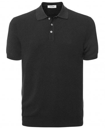 57113 BLACK KNITTED POLO