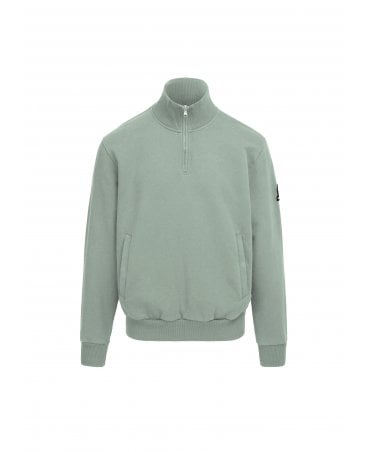 BADGE LOGO 1/4 ZIP SAGE SWEATSHIRT