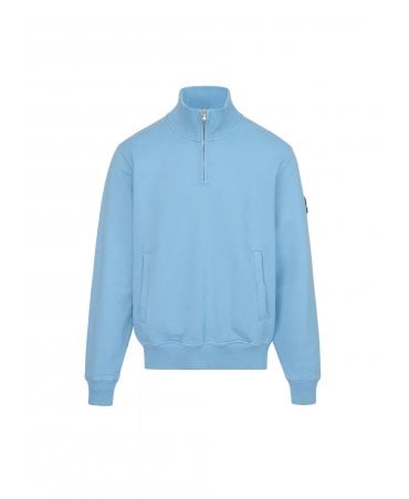 BADGE LOGO DUSTY BLUE 1/4 ZIP SWEATSHIRT