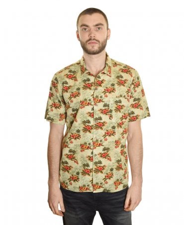 Beige Hawaii Print Short Sleeve Shirt