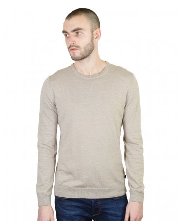 Beige Slim Fit Cotton Sweater