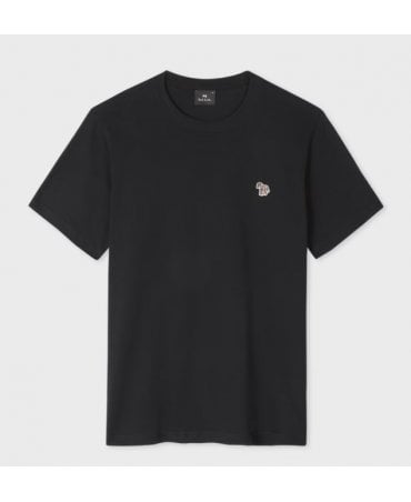 Black Cotton Zebra Logo T-Shirt