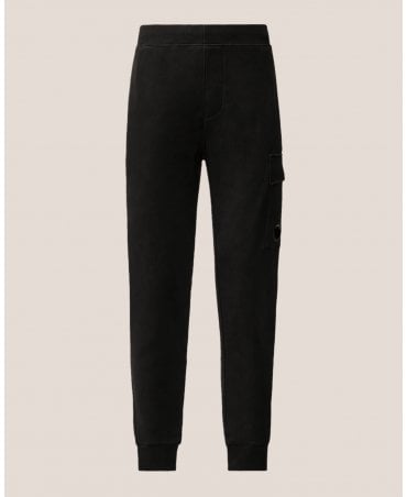 BLACK DIAGONAL RAISED FLEECE LENS SWEATPANTS
