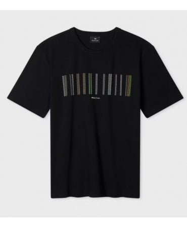 Black 'Stitch Stripe' Print T-Shirt