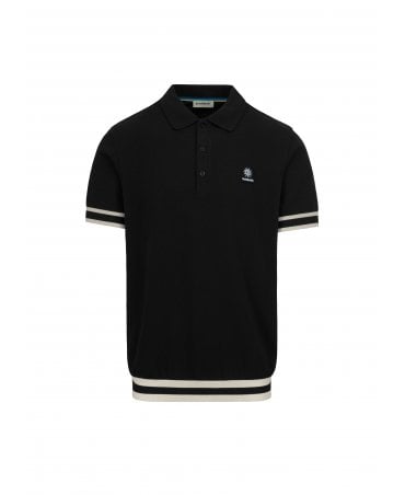 BLACK STRIPED HEM POLO
