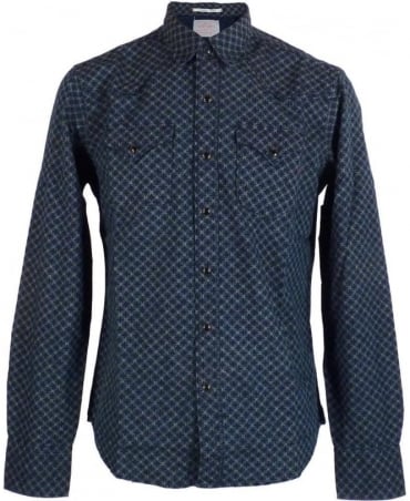Blue Denim Circle Pattern Shirt
