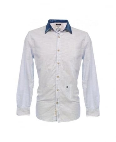 Blue Stripe Denim Collar Saturno-R Shirt