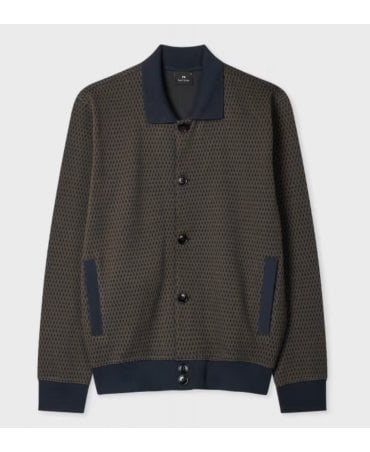 Brown Cotton-Blend Jacquard Jersey Cardigan