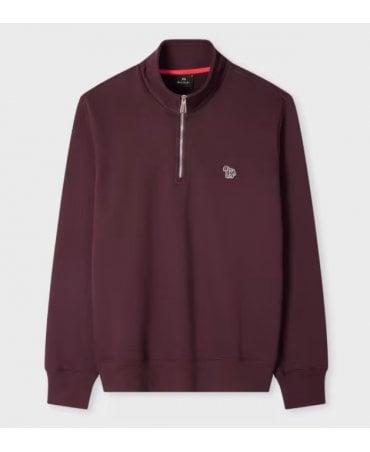 Burgundy Organic Cotton Logo Half-Zip Sweatshirt