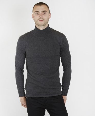Charcoal Grey Cotton Wool Turtle Neck Jumper