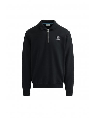 COLLAR BLACK 1/4 ZIP SWEATSHIRT