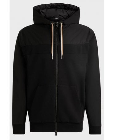 Cotton-blend zip-up hoodie with tonal insert