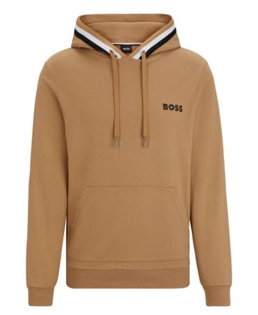 Cotton-terry hoodie with logo and signature stripe