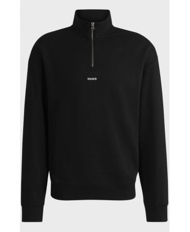 Cotton-terry zip-neck sweatshirt with logo print