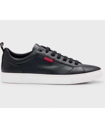 Cupsole trainers in faux leather with logo flag