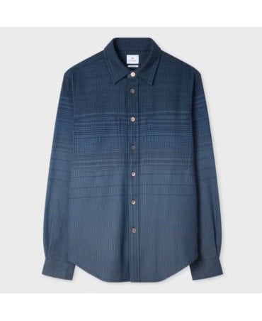 Dark Blue Gradient Check Cotton Shirt