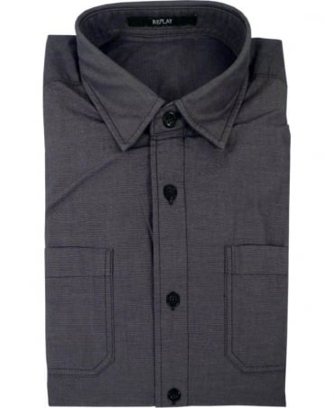 Double Chest Patch Pocket Shirt In Grey