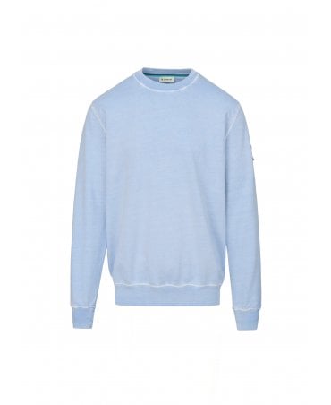 DUSTY BLUE BADGE LOGO MINERAL WASH SWEATSHIRT