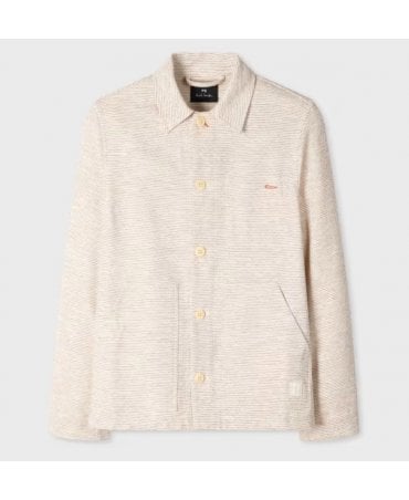 Ecru Multi-Textured Cotton Work Jacket