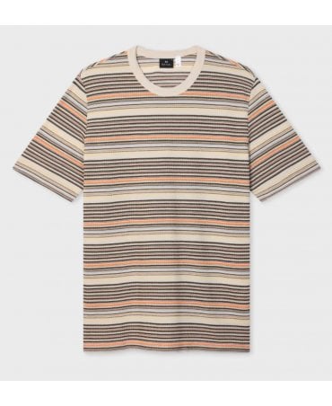 Ecru Multistripe Cotton-Blend T-Shirt