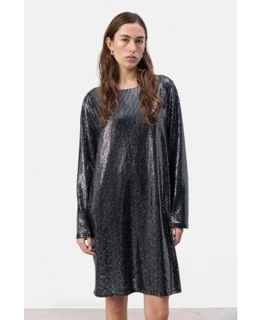 Evelyn Grey Sequin Long SLeeved Dress 