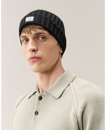 EXTRAFINE MERINO WOOL LOGO BEANIE BLACK BEANIE