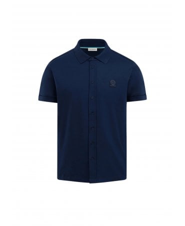 FULL BUTTON NAVY POLO