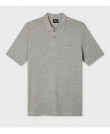 Grey Marl Cotton-Piqué Zebra Logo Polo Shirt