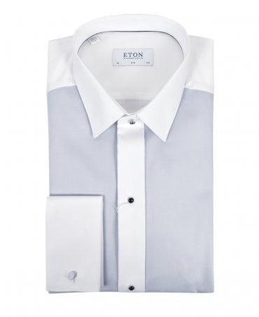 Grey & White Pique Slim Fit Evening Shirt