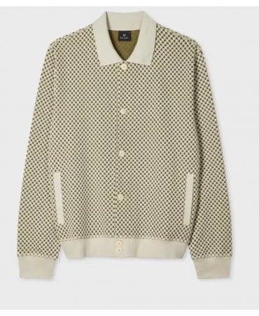 Khaki Cotton-Blend Jacquard Cardigan