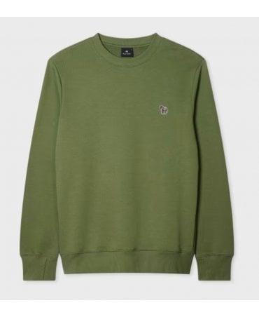 Khaki Green Organic Cotton Zebra Logo Sweatshirt