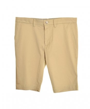 Light Brown Stretch Gabardine Slim Fit Short