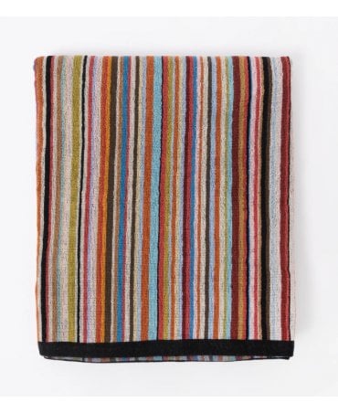 Mens Signature Stripe Towel With Black Trim - Multicolour