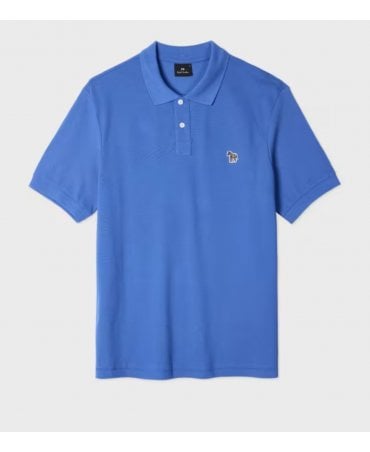 Mid Blue Organic Cotton Zebra Polo Shirt