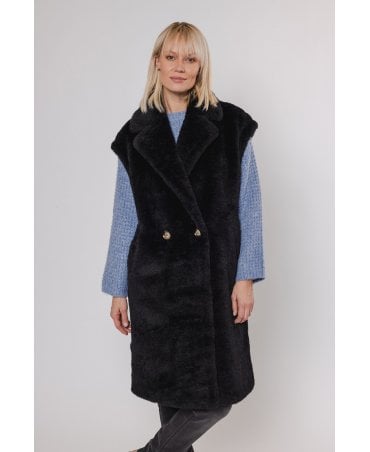 Mimo Black Faux Fur Luxe Waistcoat