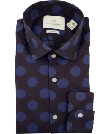 Navy 127079 Large Spot Stretch Shirt