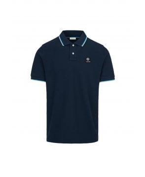 SANDBANKS NAVY BADGE LOGO POLO