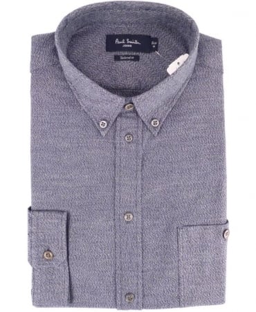 Navy Blurred Marl Brushed-Cotton Shirt