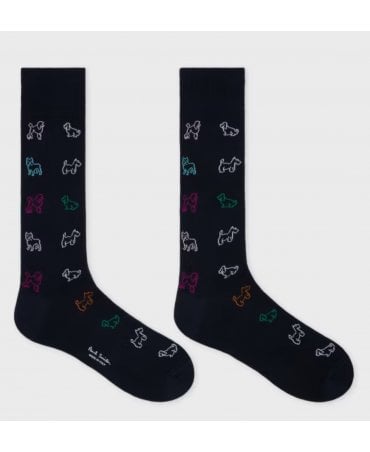 Navy 'Dogs' Pattern Socks