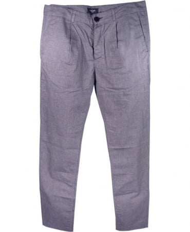 Navy JNPJ/882M/A15 Pleated Micro Check Chino Trouser