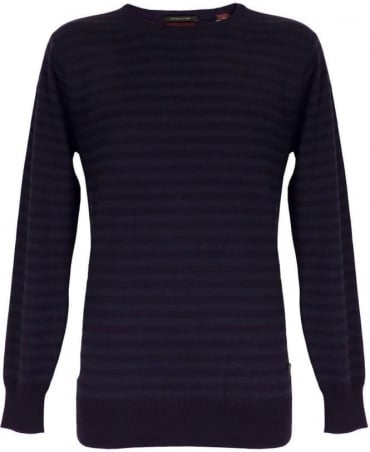 Navy Striped Crew Neck Pullover
