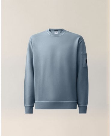 ORION BLUE BRUSHED AND EMERIZED DIAGONAL FLEECE LENS CREWNECK SWEATSHIRT