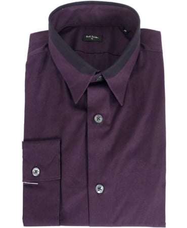 Purple Contrast Collar Shirt